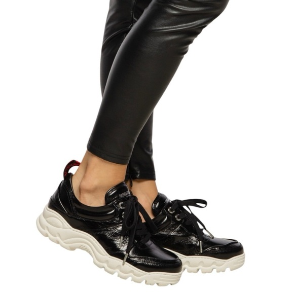 Zadig & Voltaire Blaze Black Genuine Leather Chunky Comfort Sneakers Womens 38 - Picture 1 of 16